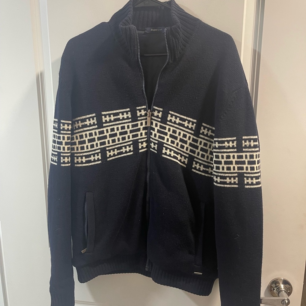 Zegna Sport Men's Black Patterned Sweater No Size Tags PTP 21 S/M